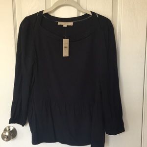 NWT Loft Navy peplum style top